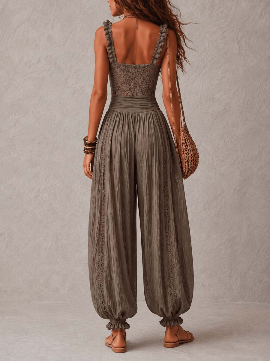Chioni™ Ensemble Dentelle Bandeau & Pantalon Harem Plissé