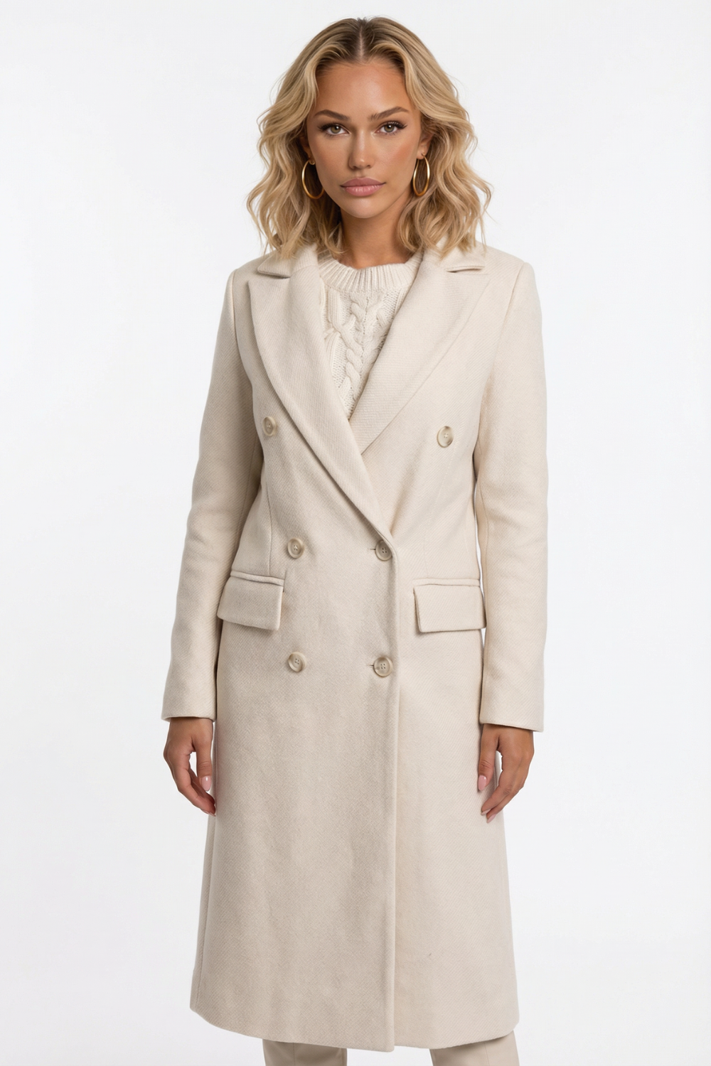Manteau long à double boutonnage