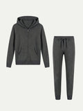 Conjunto de Firma Gris Oscuro con Capucha