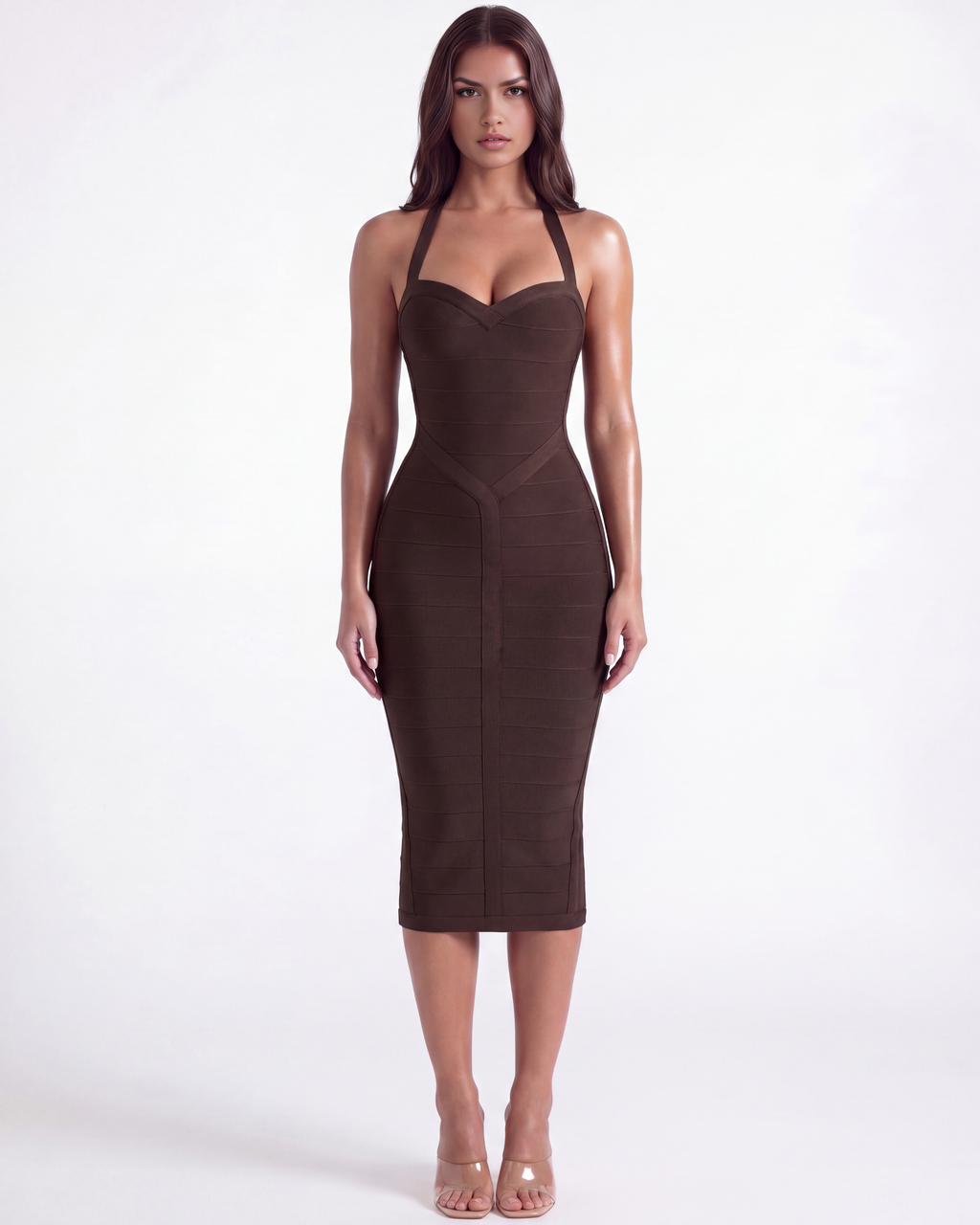 Robe midi bandage à décolleté dos nu