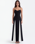 Robe longue à fines bretelles avec empiècements contrastants