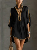 Mirella | Robe courte noire à décolleté plongeant en V