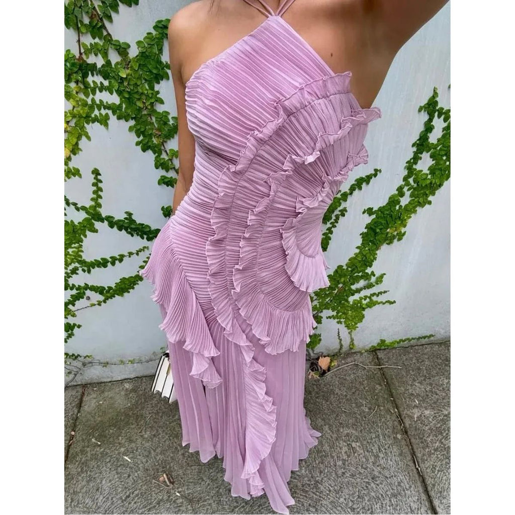 Robe plissée avec détail à volants