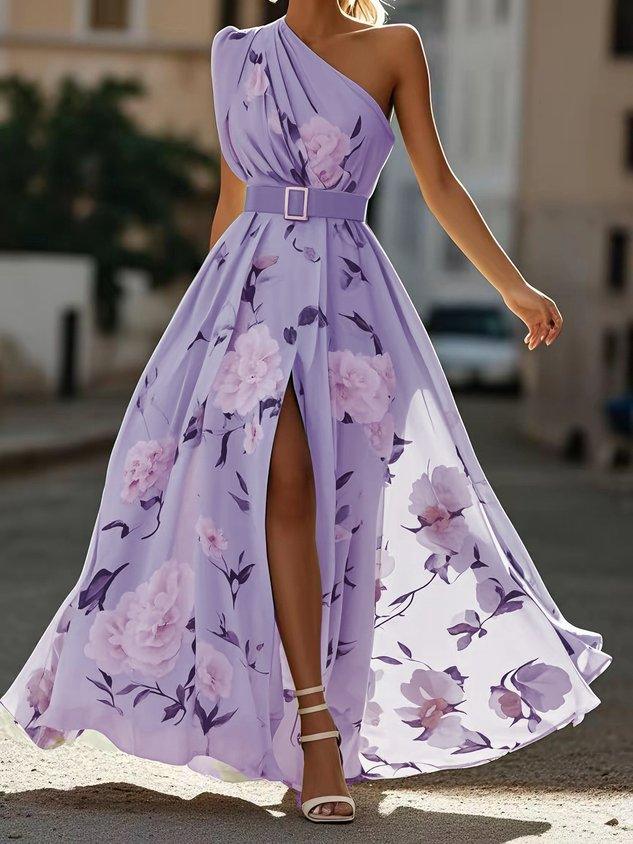 Julie | Robe maxi en chiffon vert à fleurs