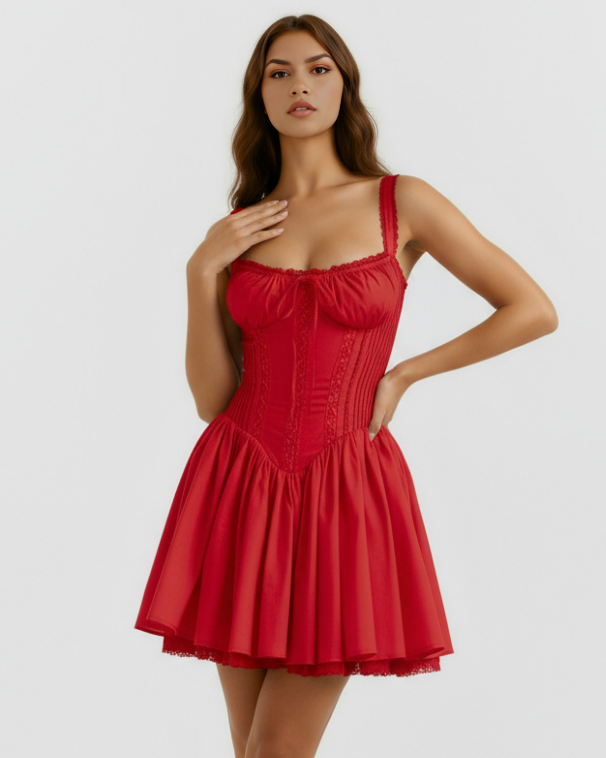 Robe courte avec corset et jupe fluide