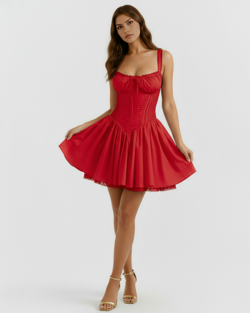 Robe courte avec corset et jupe fluide