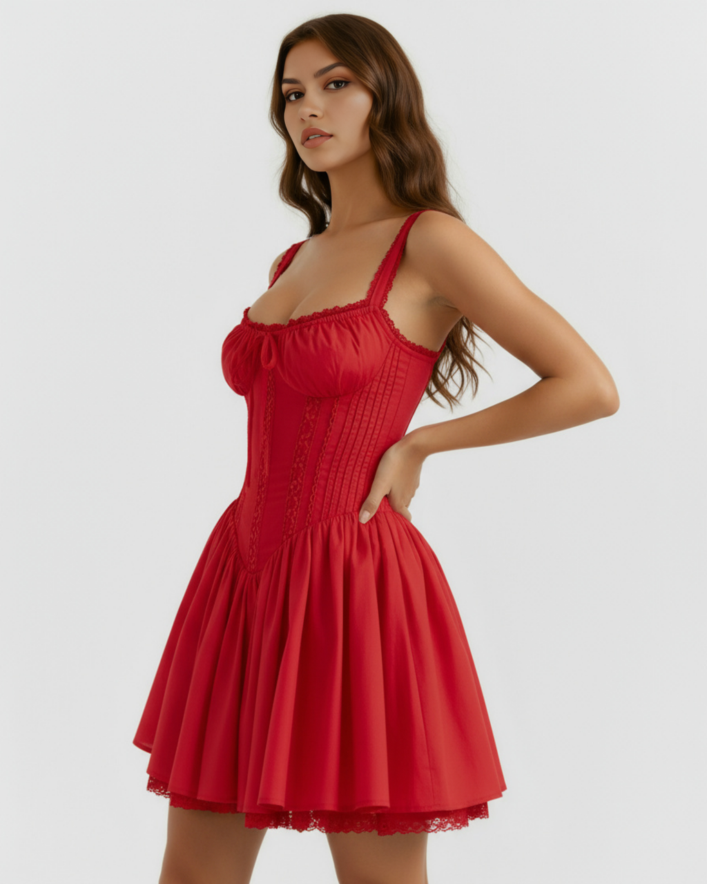 Robe courte avec corset et jupe fluide
