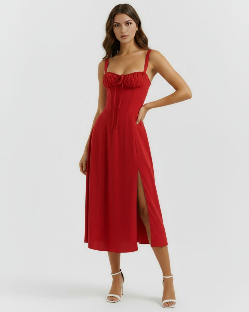Robe midi avec corset et fente