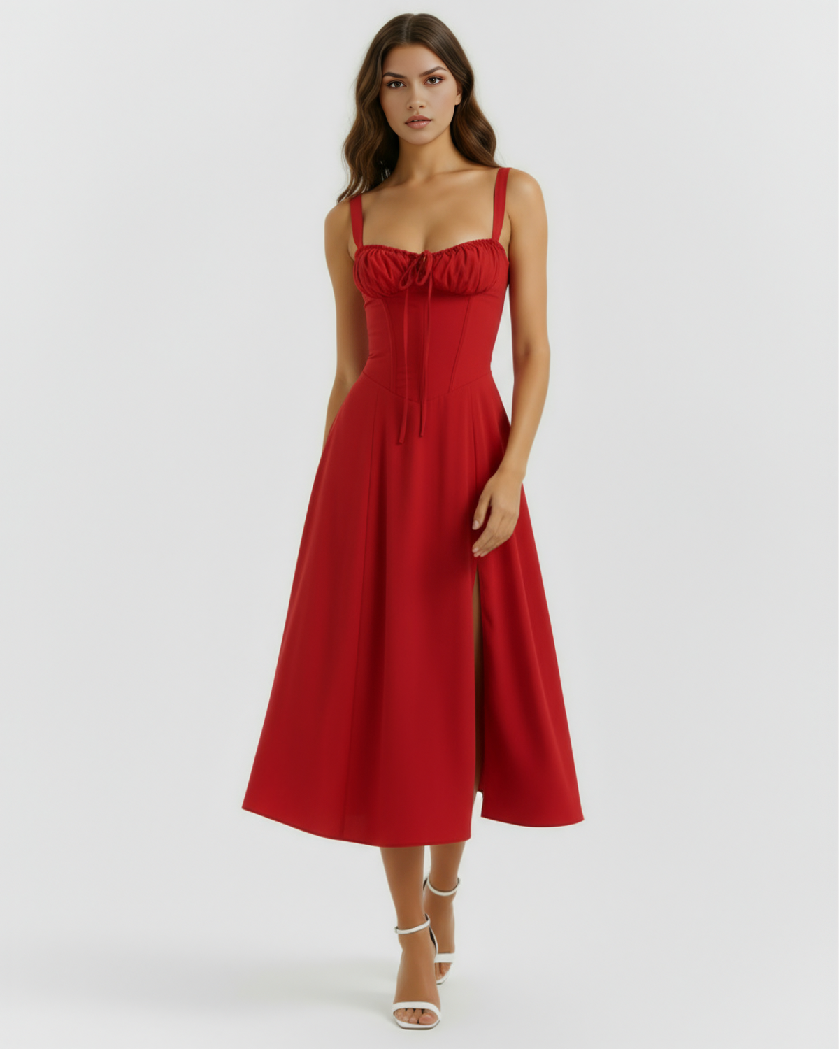 Robe midi avec corset et fente