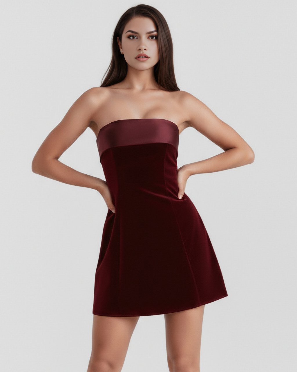 Robe courte bustier avec finition velours
