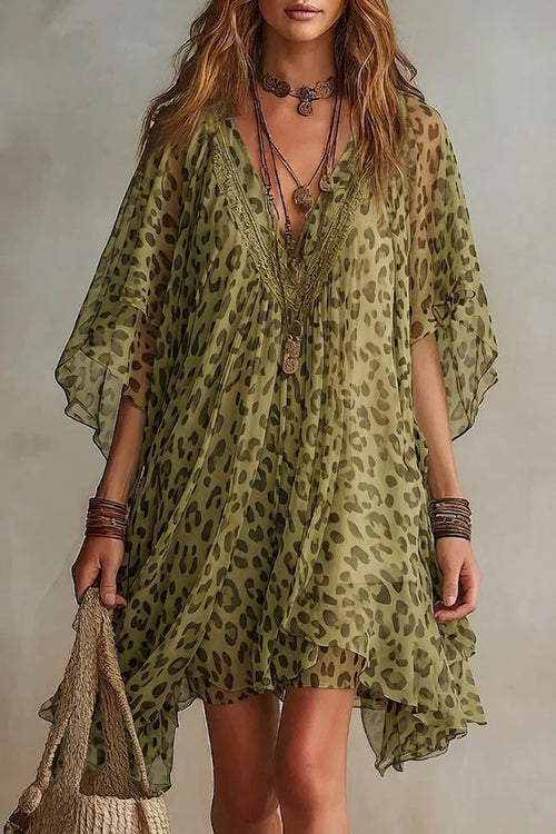 Bianca™ Robe en mousseline à imprimé léopard
