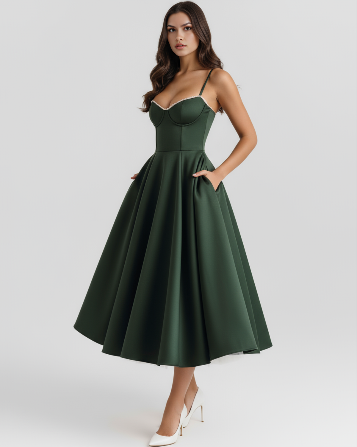 Robe midi avec corset et jupe ample