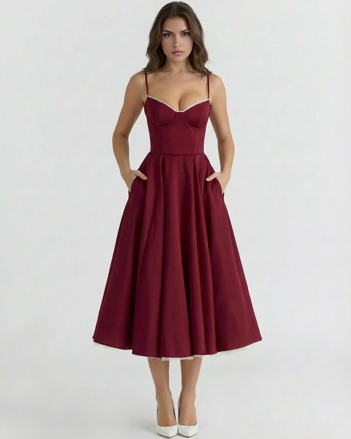 Robe midi avec corset et jupe ample