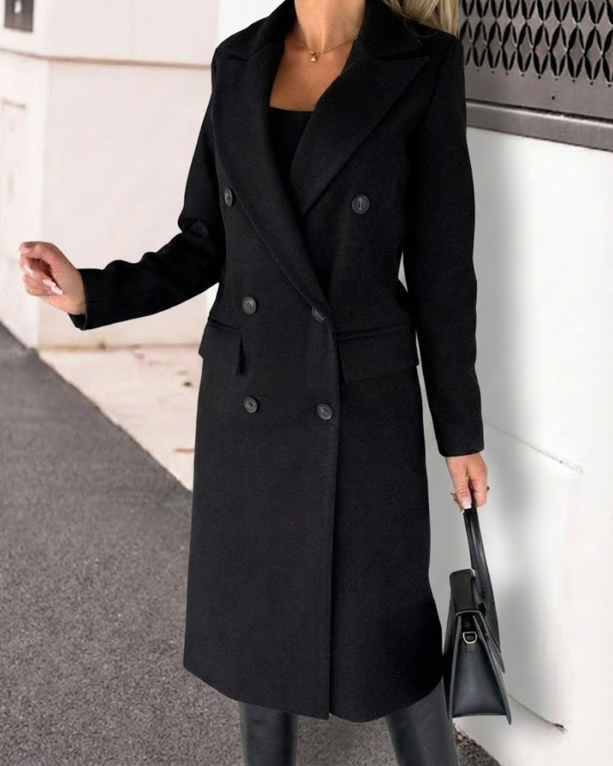 Manteau long à double boutonnage
