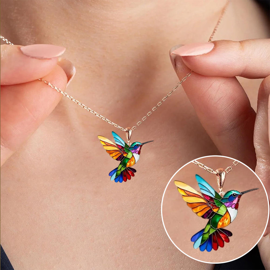 Aura | Collier avec colibri coloré