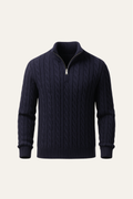 Pull zippé en maille Sero bleu marine