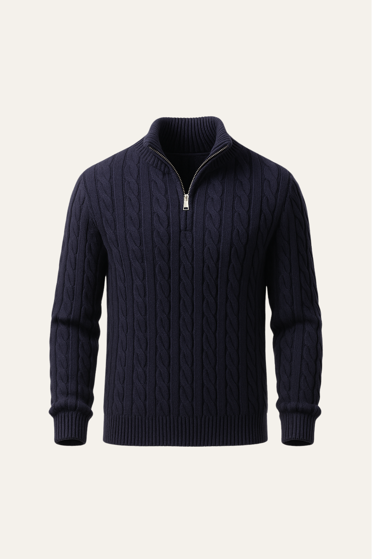 Pull zippé en maille Sero bleu marine