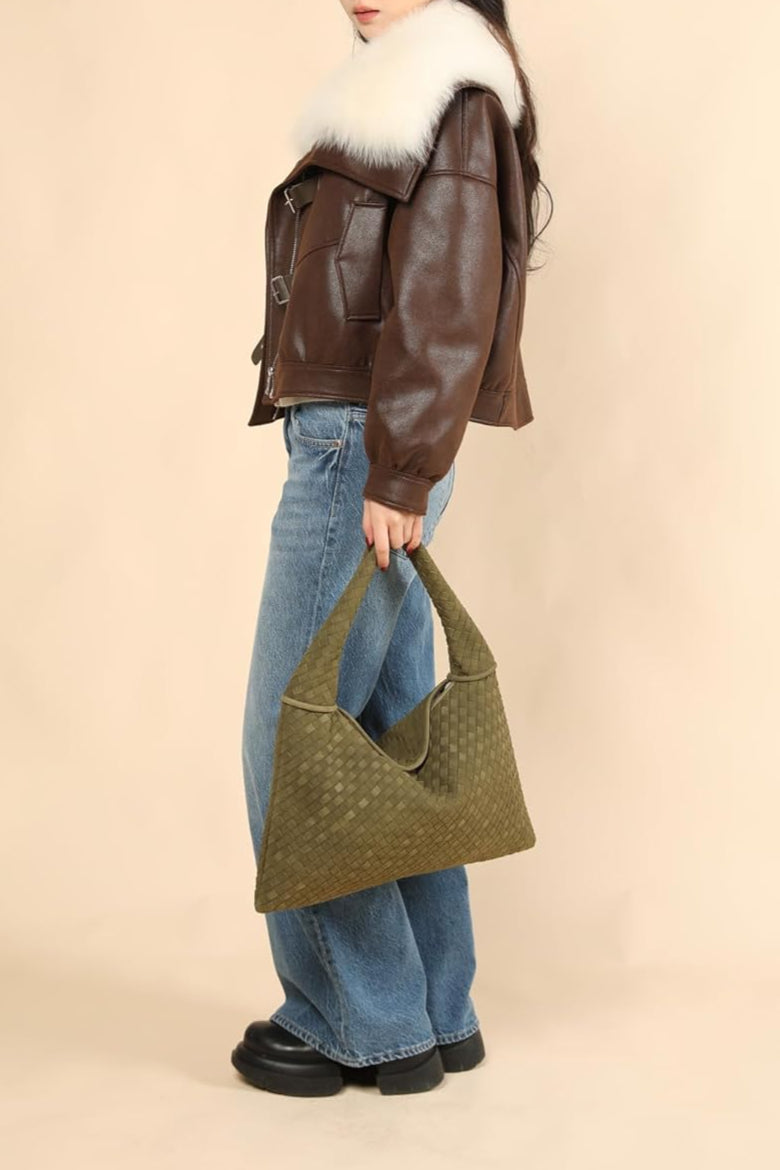 Grand sac en suède tressé Tory