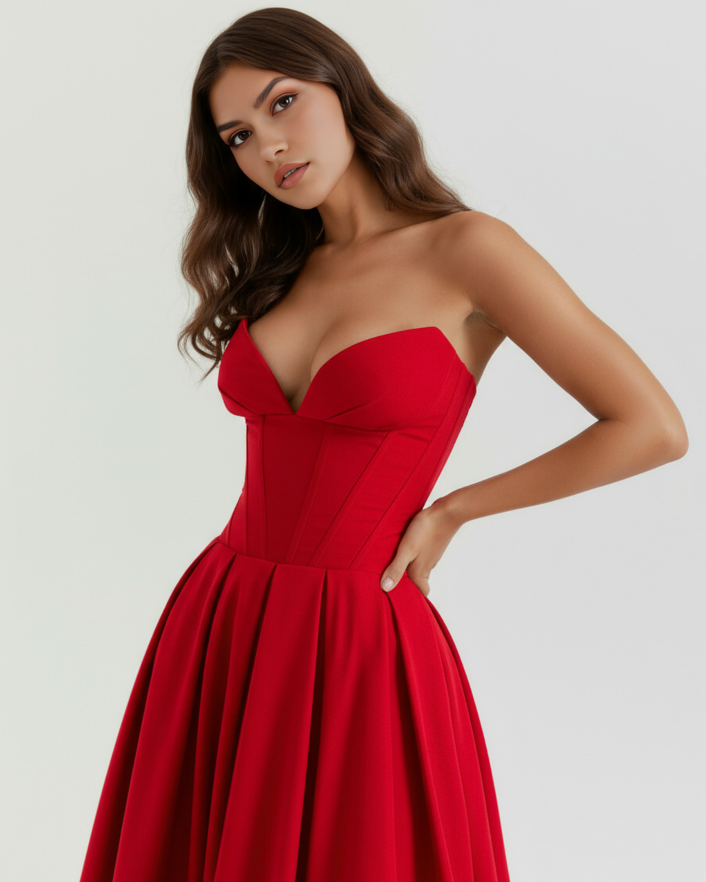 Robe midi bustier avec jupe ample