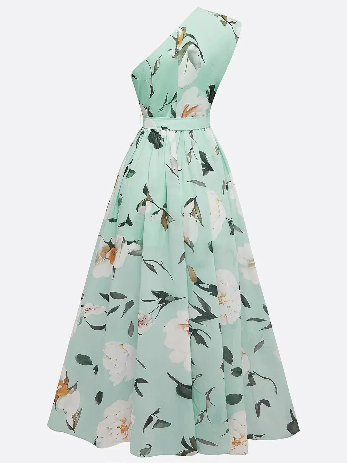 Julie | Robe maxi en chiffon vert à fleurs
