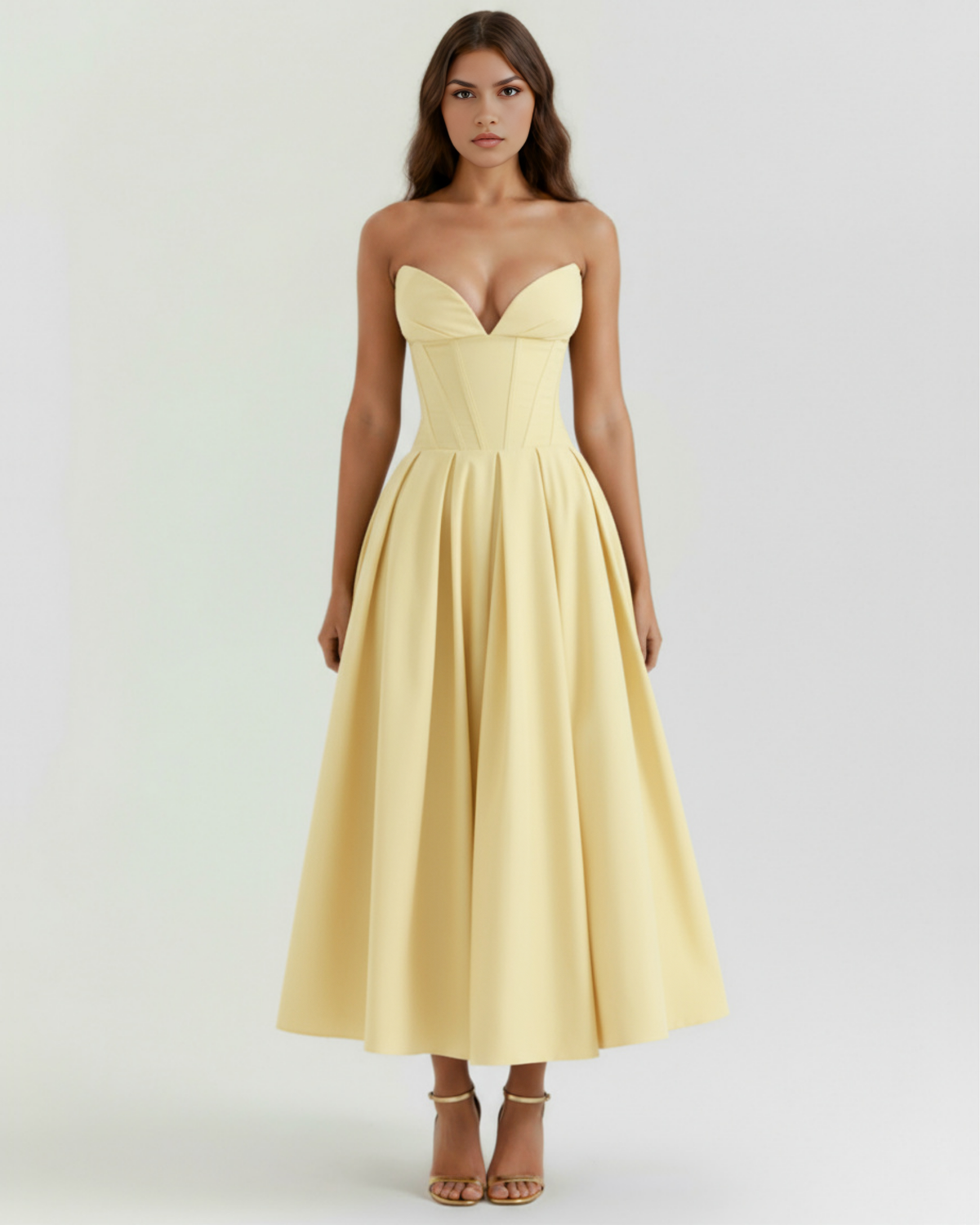 Robe midi bustier avec jupe ample
