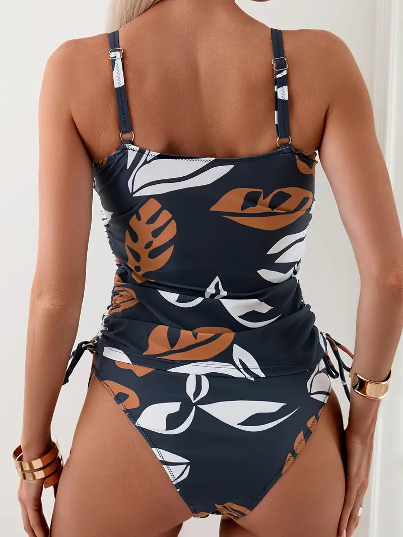 Tankini à imprimé avec ajustement latéral