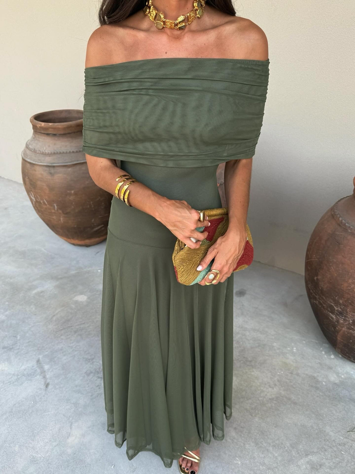 Robe longue Toledo verte