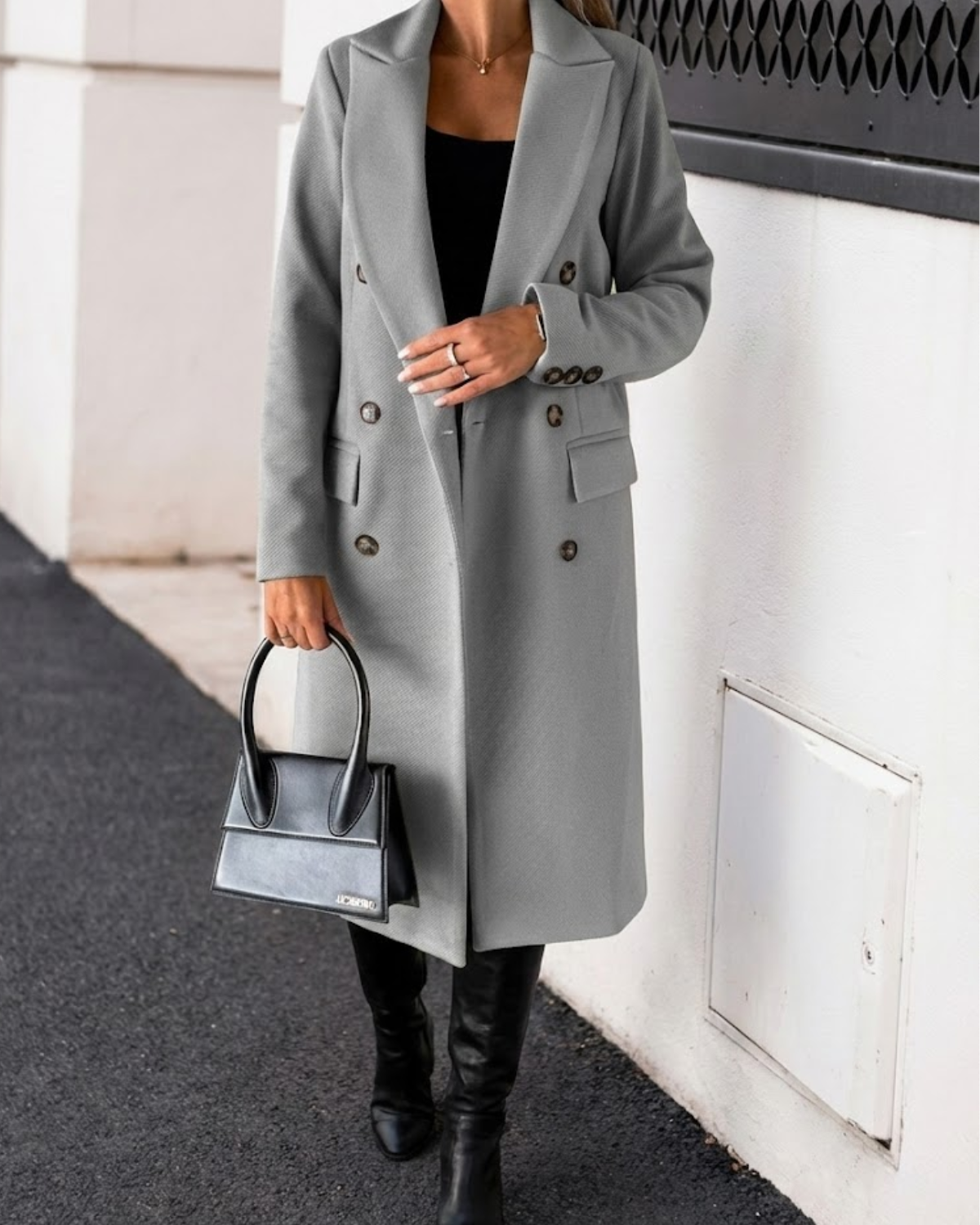 Manteau long à double boutonnage