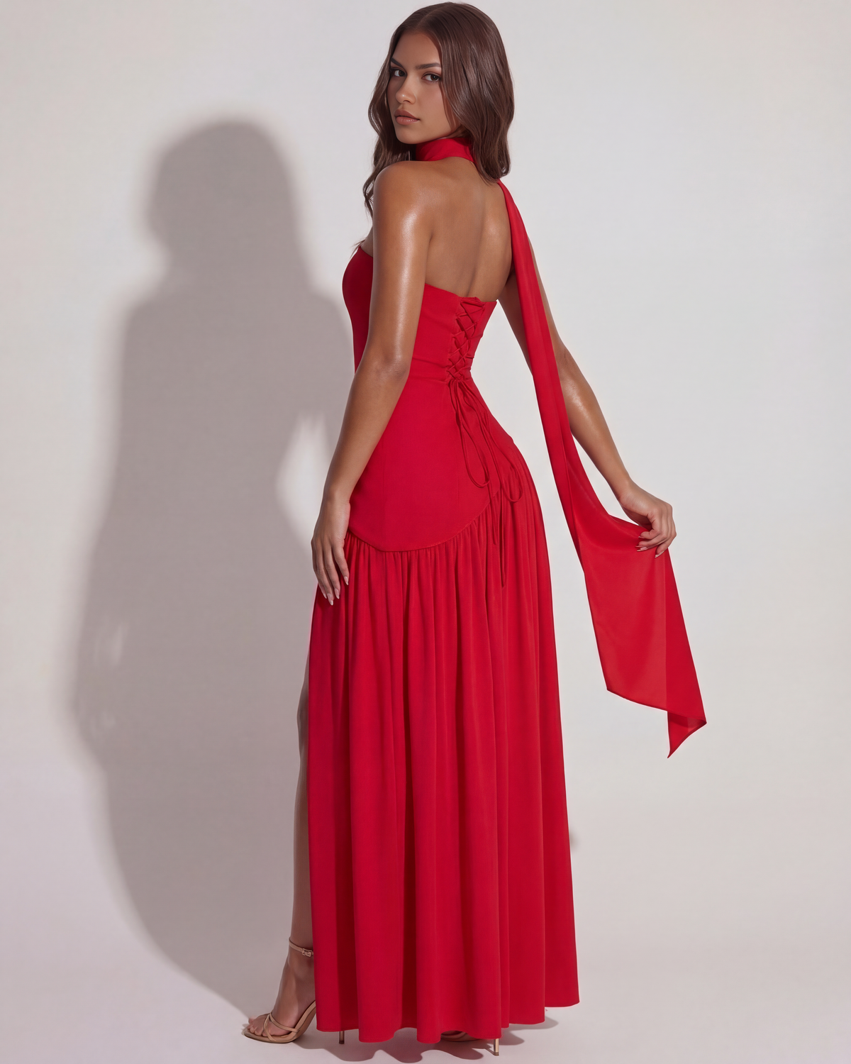 Robe longue bustier avec fente
