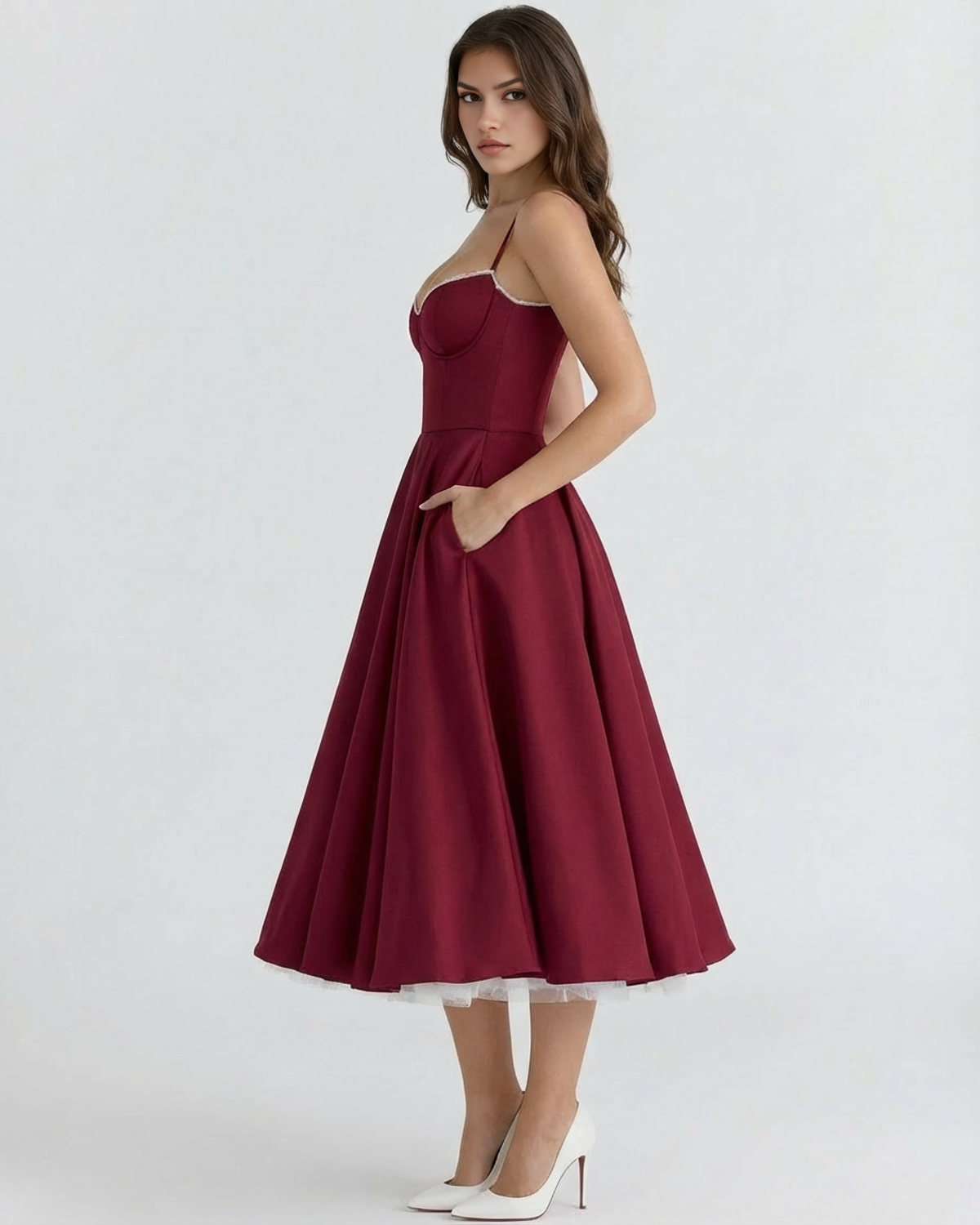 Robe midi avec corset et jupe ample