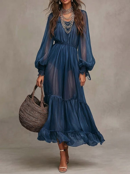 Gerda | Robe midi élégante avec encolure en V