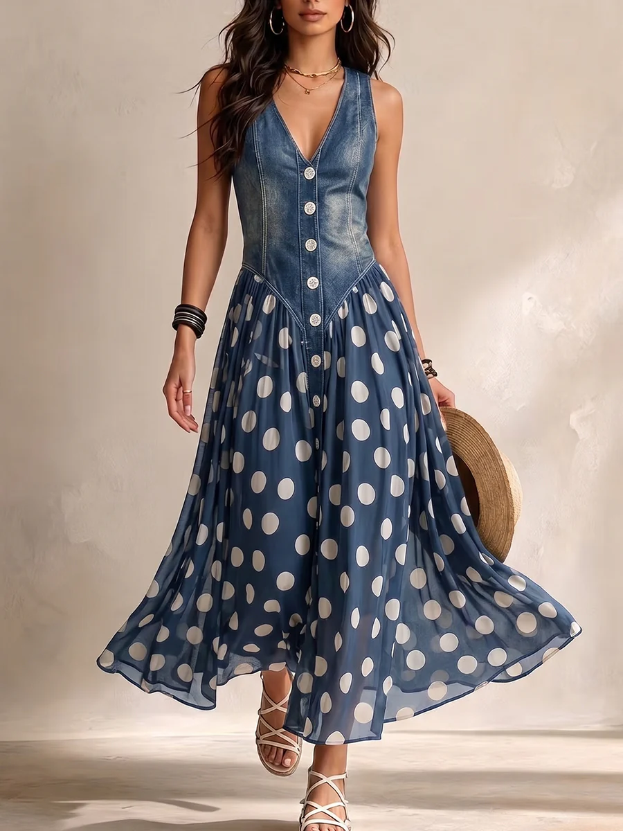 Bianca | Midi-Kleid aus gepunktetem Chiffon