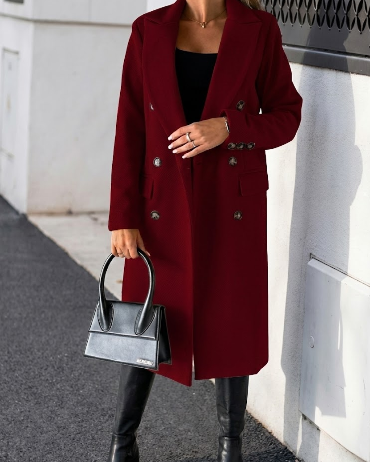 Manteau long à double boutonnage