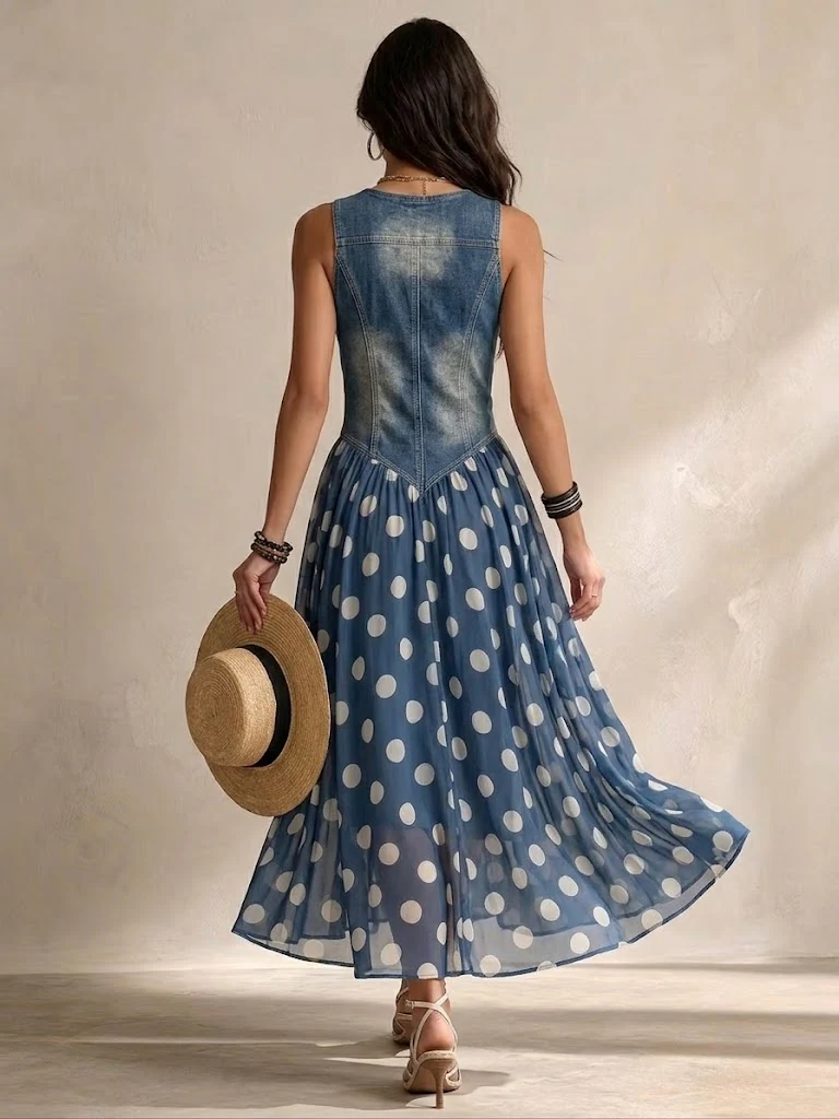 Bianca | Midi-Kleid aus gepunktetem Chiffon