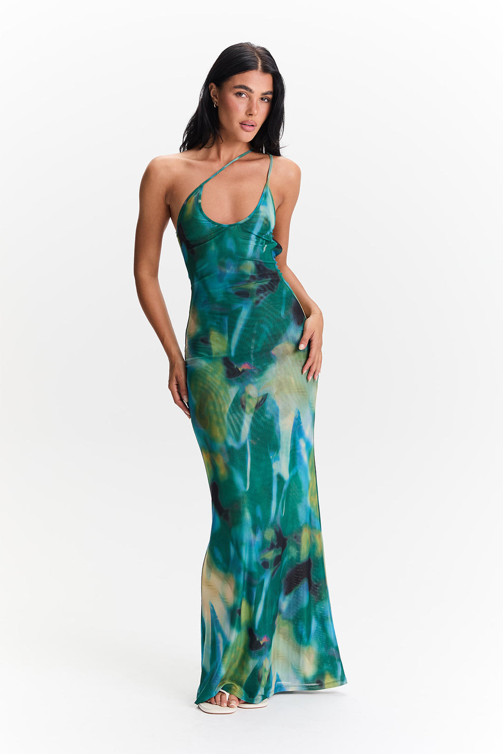 Robe longue à imprimé aquarelle