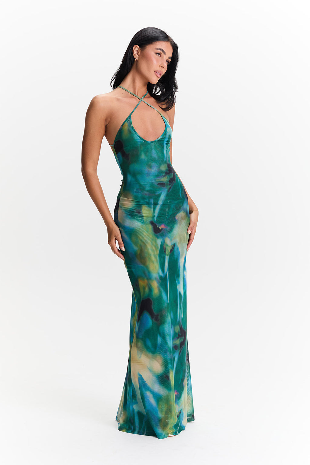 Robe longue à imprimé aquarelle
