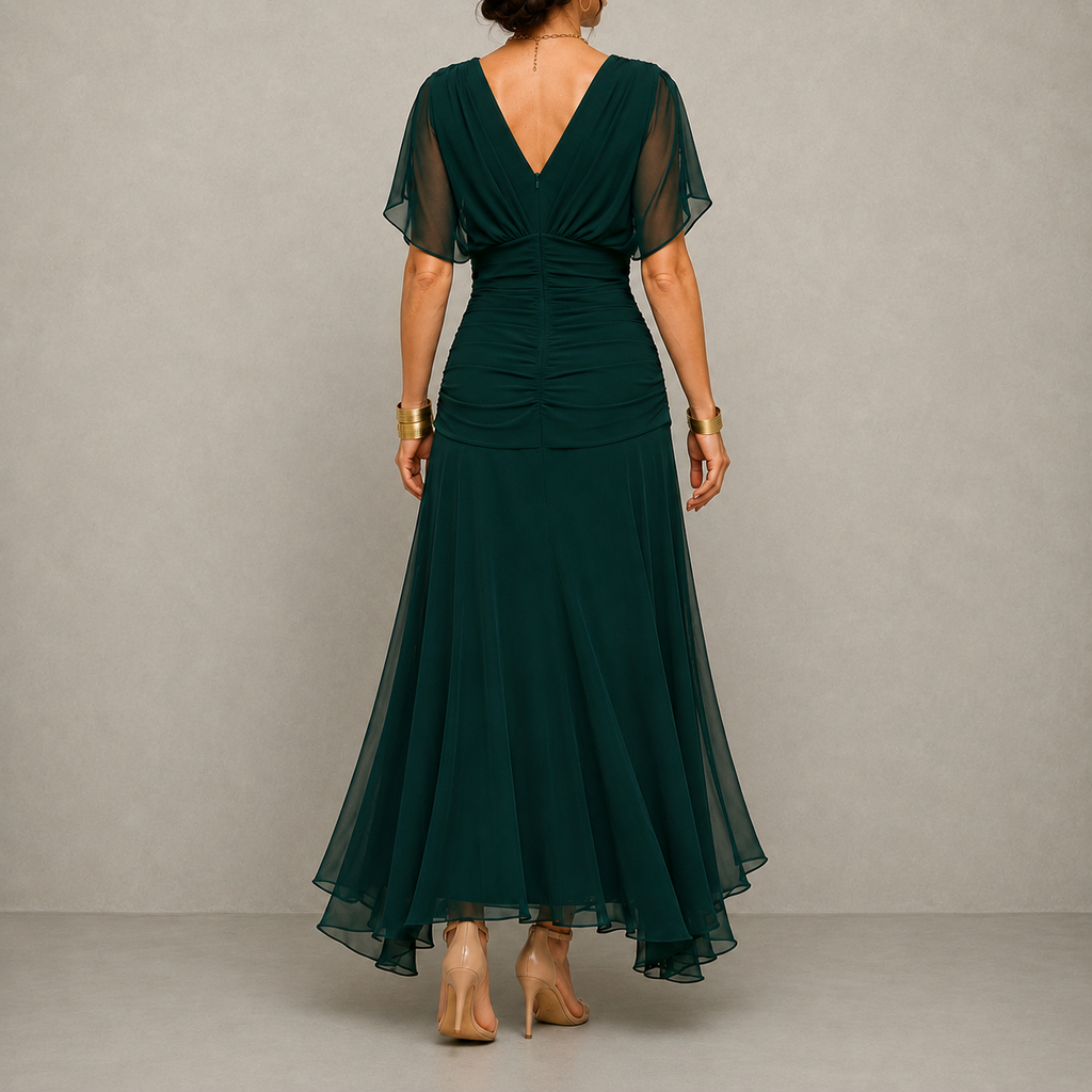 Émilie | Robe de Soirée Drapée à Décolleté V