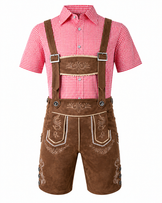 Ludwig | Ensemble traditionnel pour hommes avec Lederhosen et chemise à carreaux