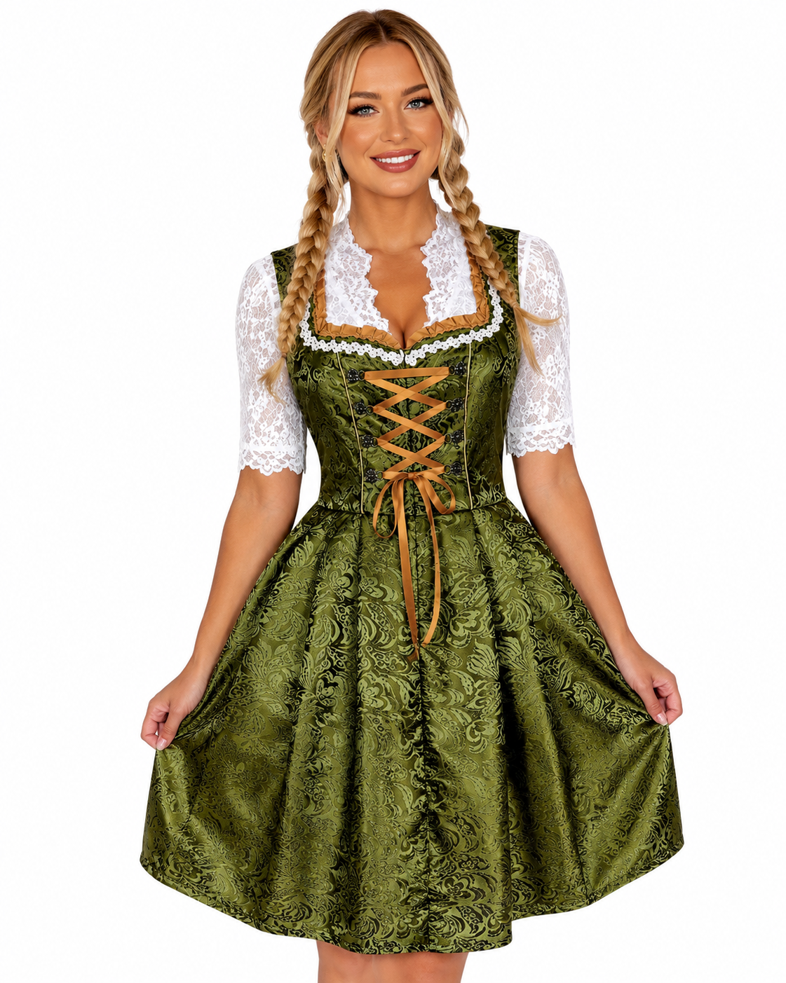 Wilhelmine | Dirndl luxueux en brocart et dentelle