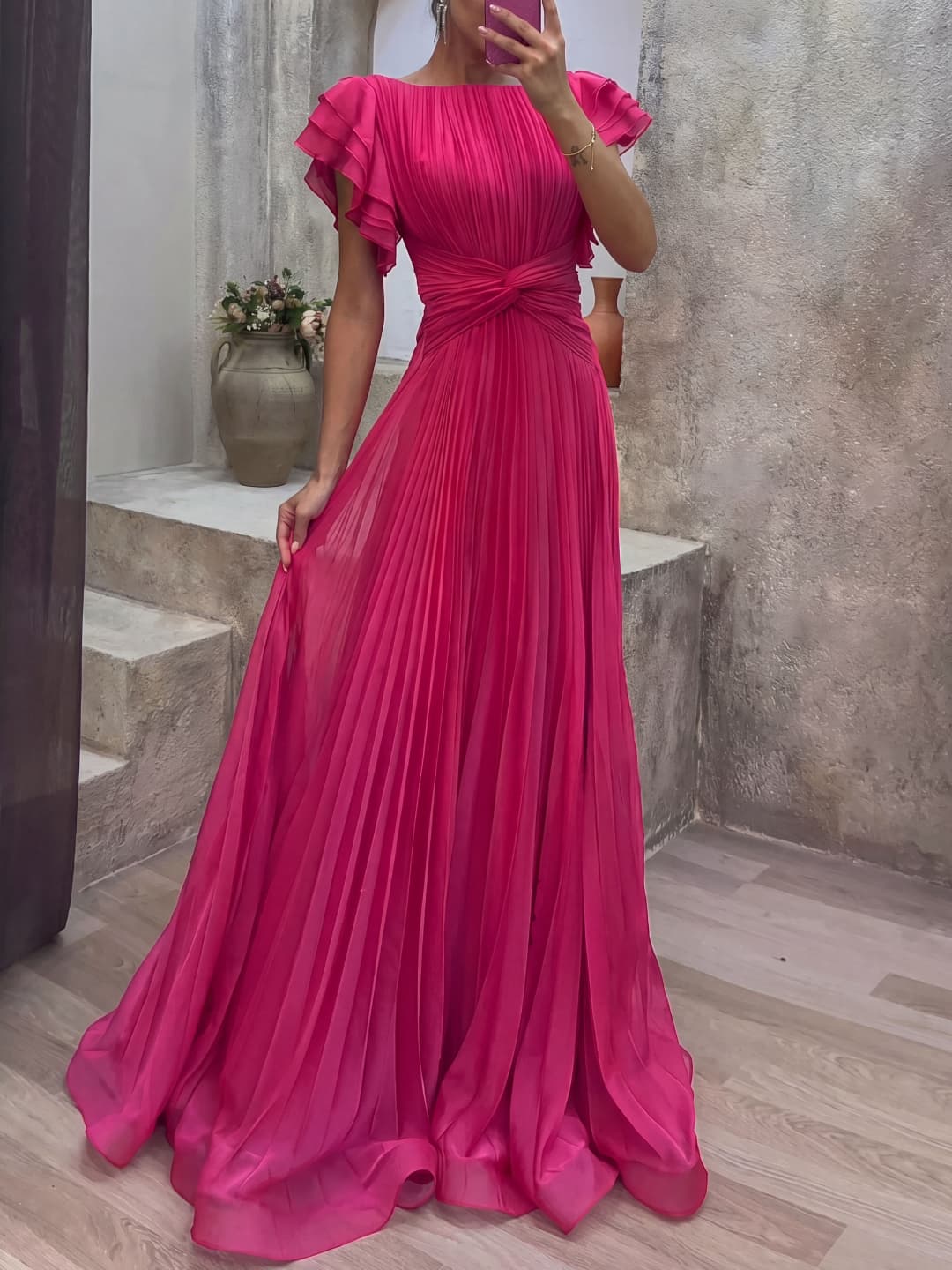 Robe plissée avec détail noué
