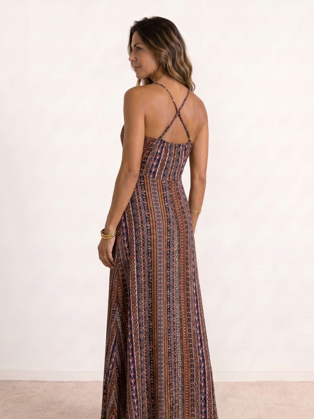 Robe longue à imprimé ethnique