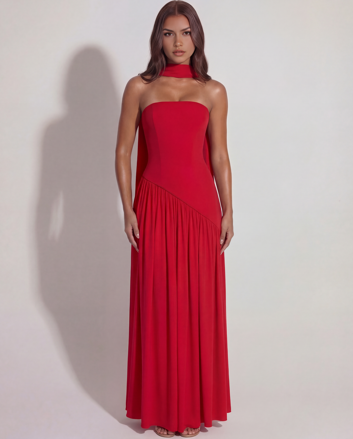 Robe longue bustier avec fente