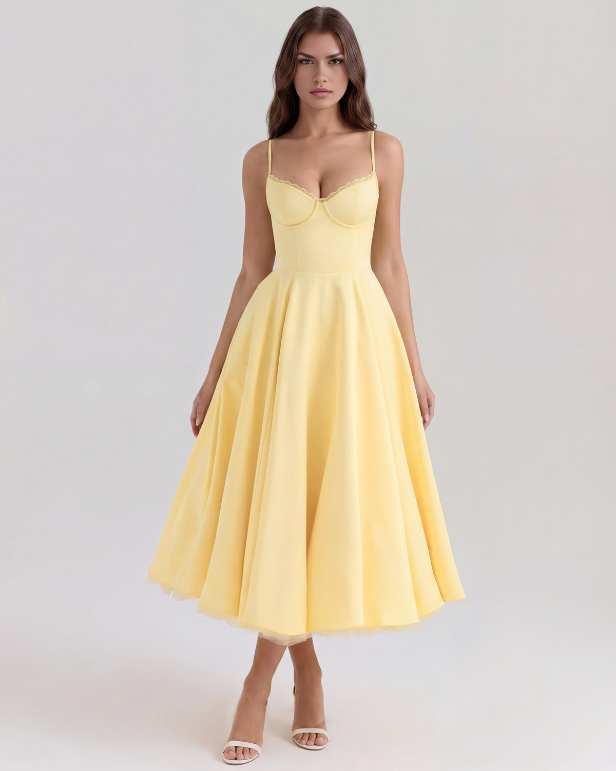 Robe midi avec corset et jupe ample