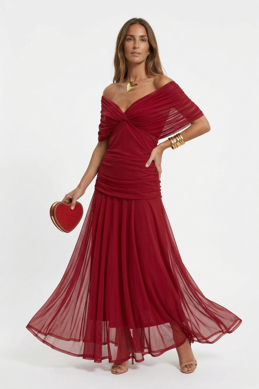 Robe longue à décolleté en V