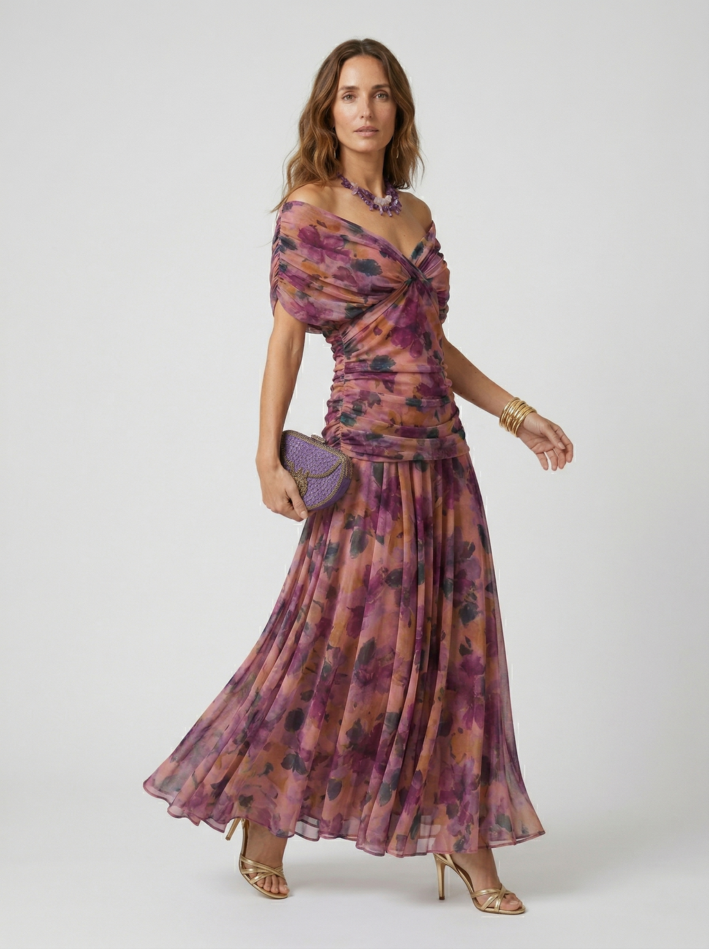 Robe longue à décolleté en V
