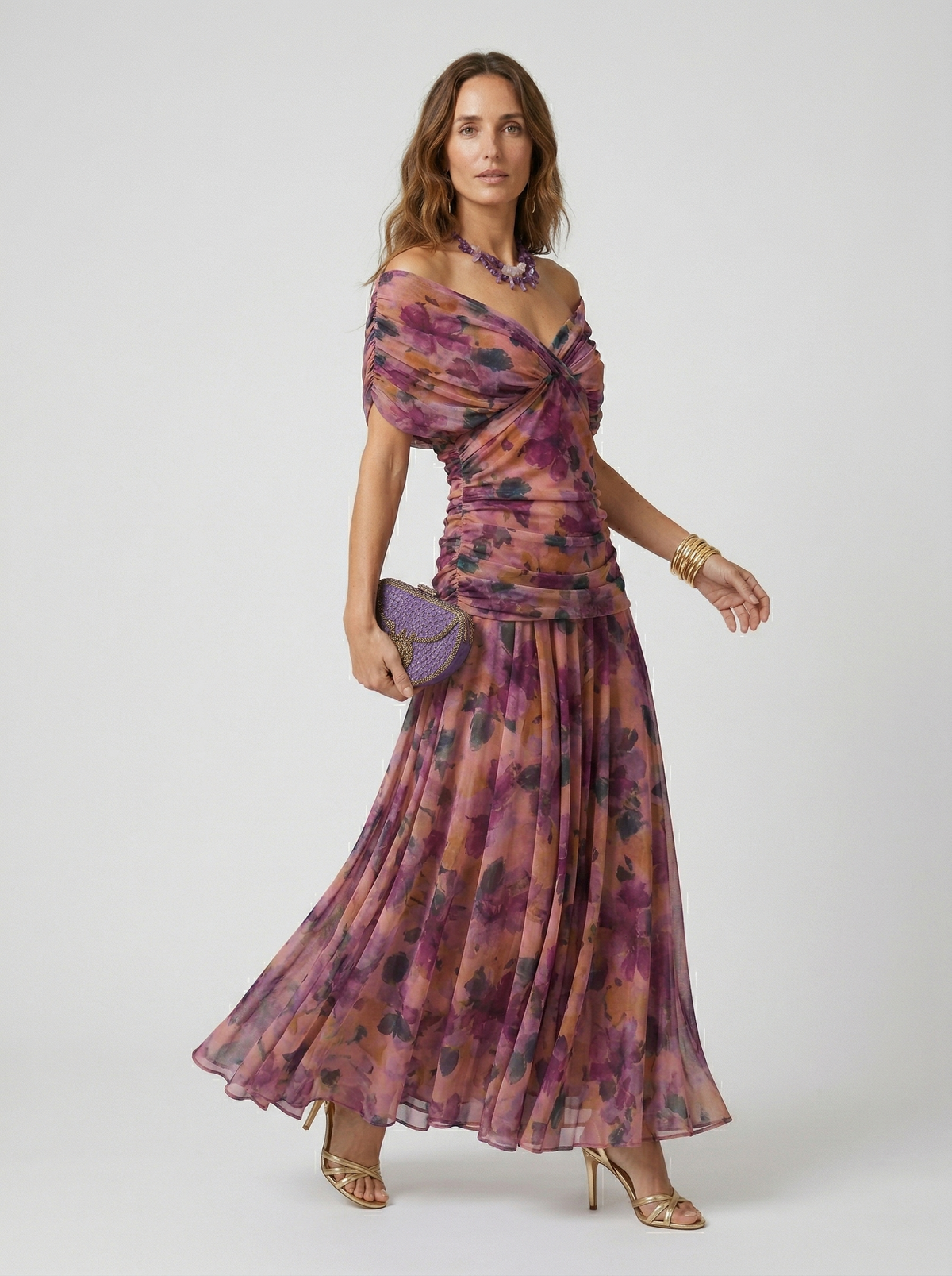 Robe longue à décolleté en V