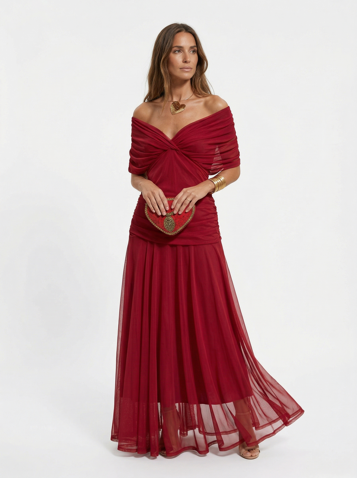 Robe longue à décolleté en V