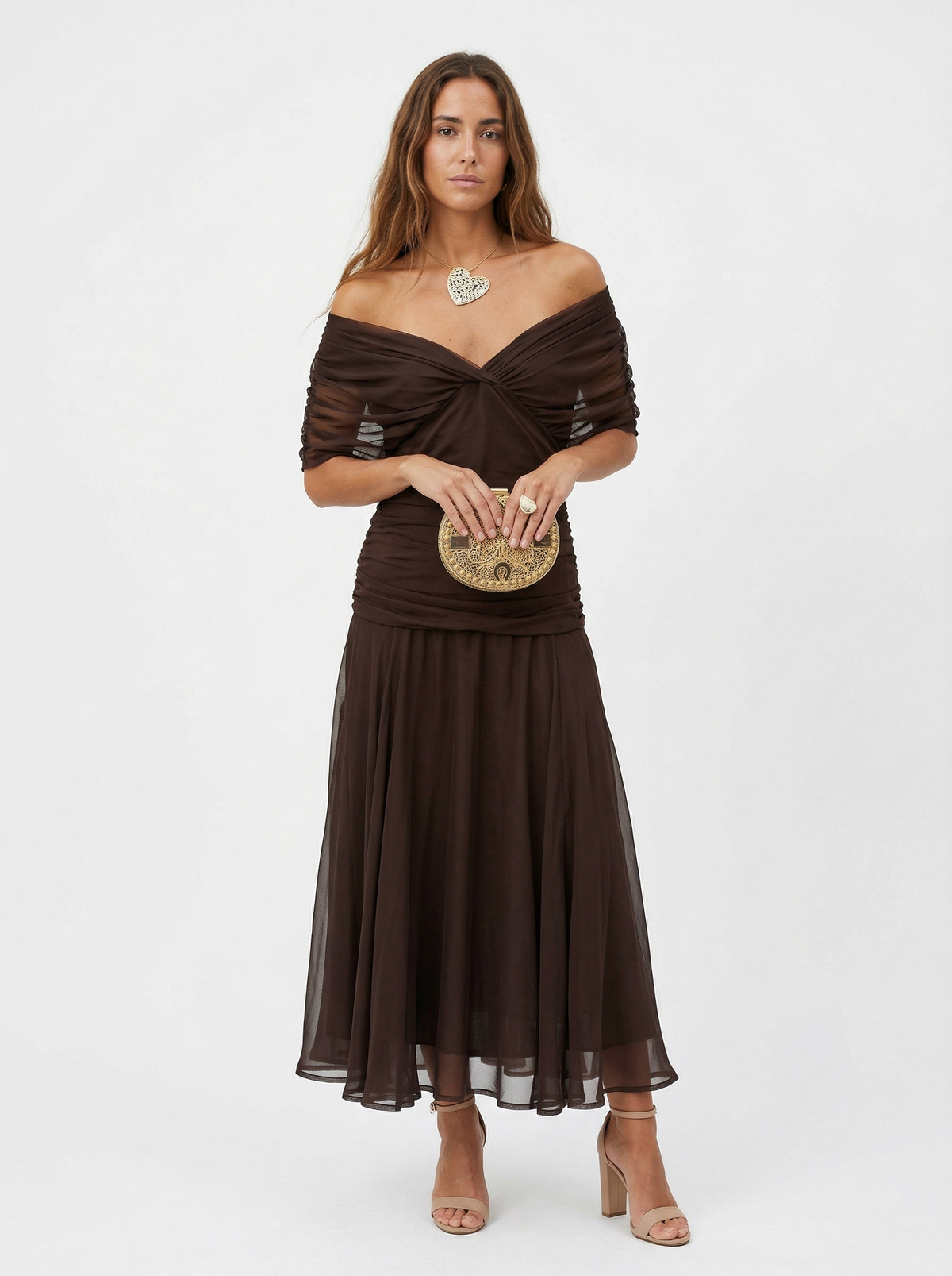 Robe longue à décolleté en V