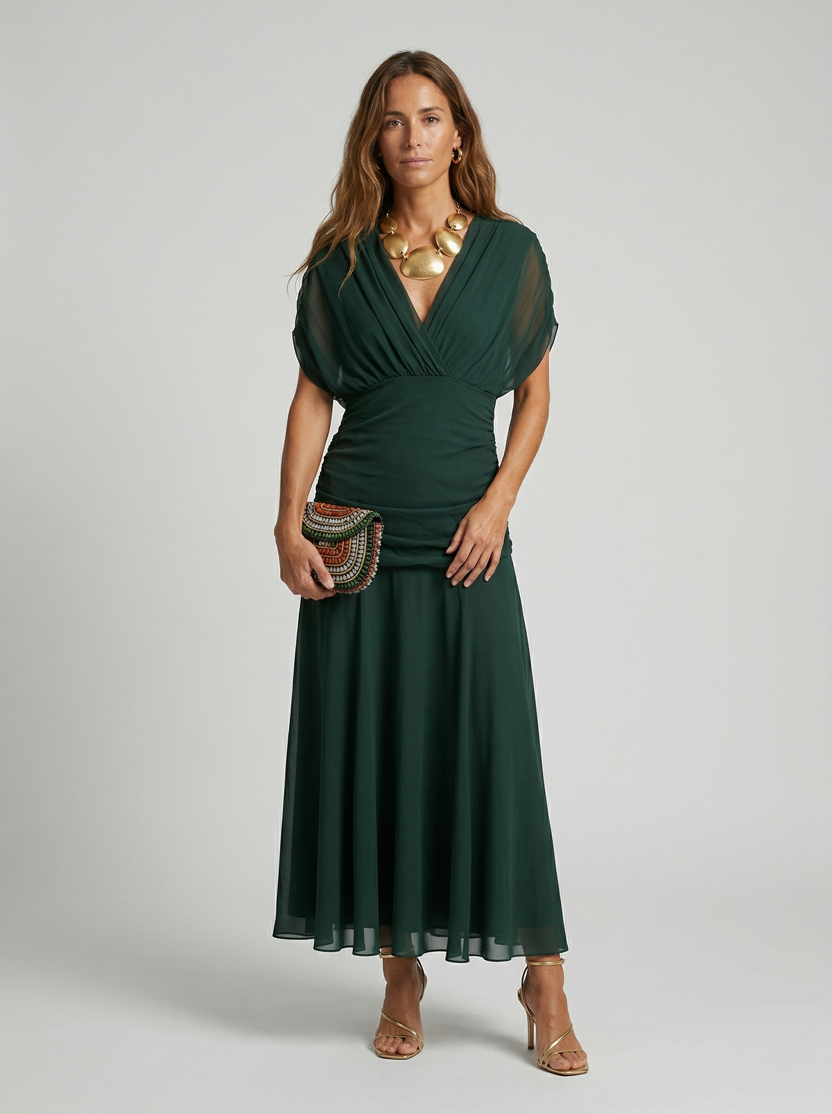 Robe longue à décolleté en V
