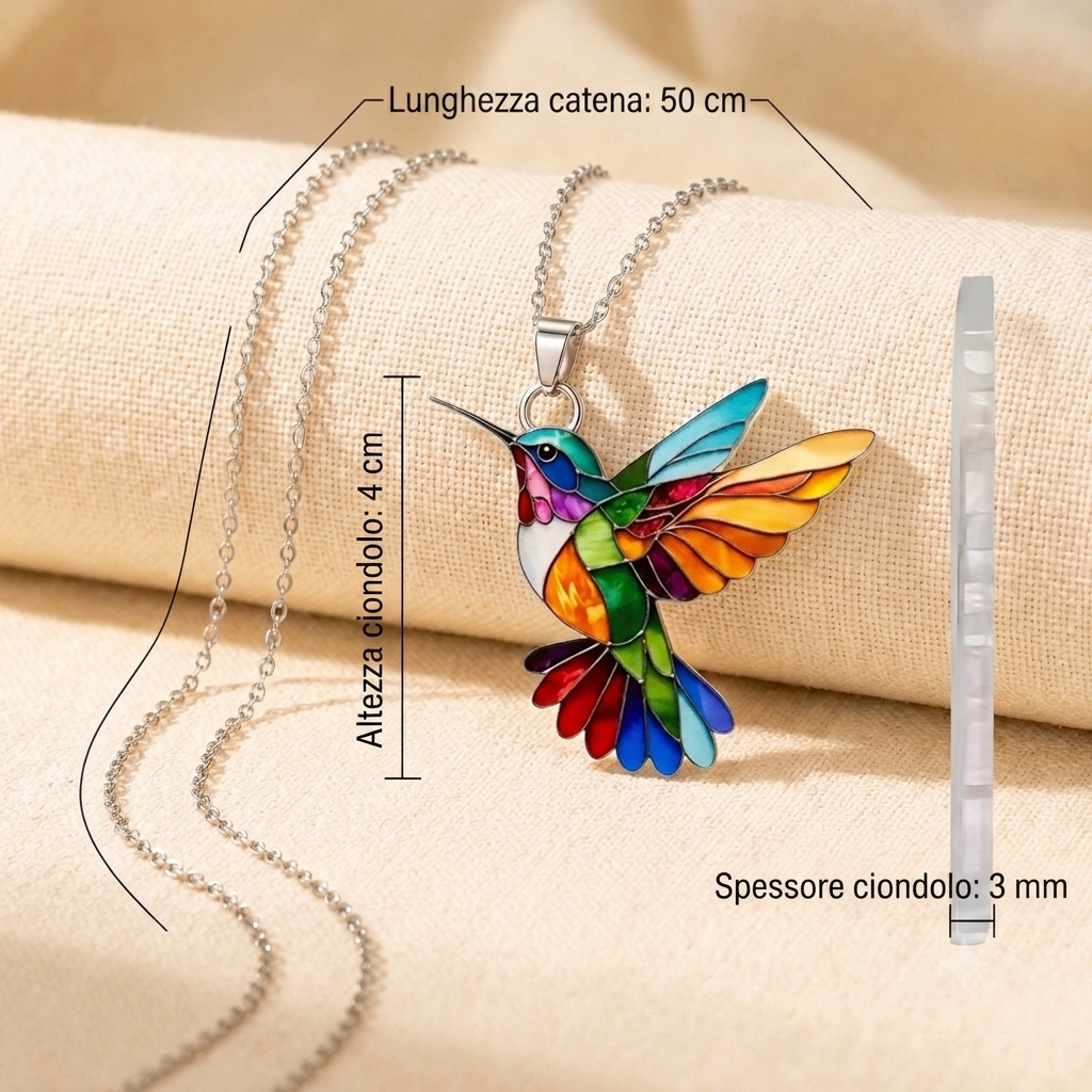 Aura | Collier avec colibri coloré